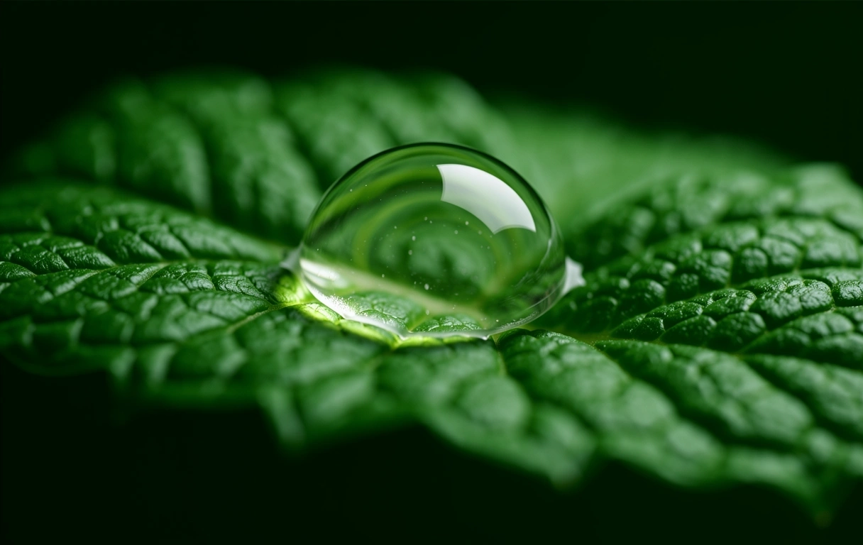 Abschlussbild Wassertropfen auf Blatt